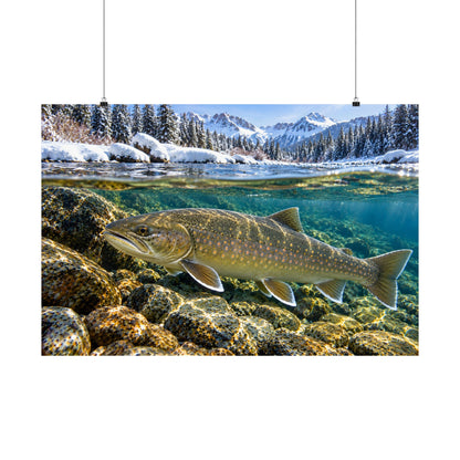 Snowy Mountain River Bull Trout poster wall art, 36x24 size view