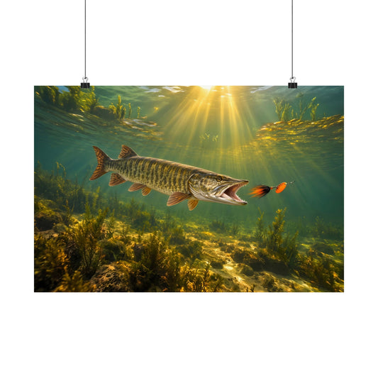 Bucktail Strike Muskie poster wall art, 18x12 size view