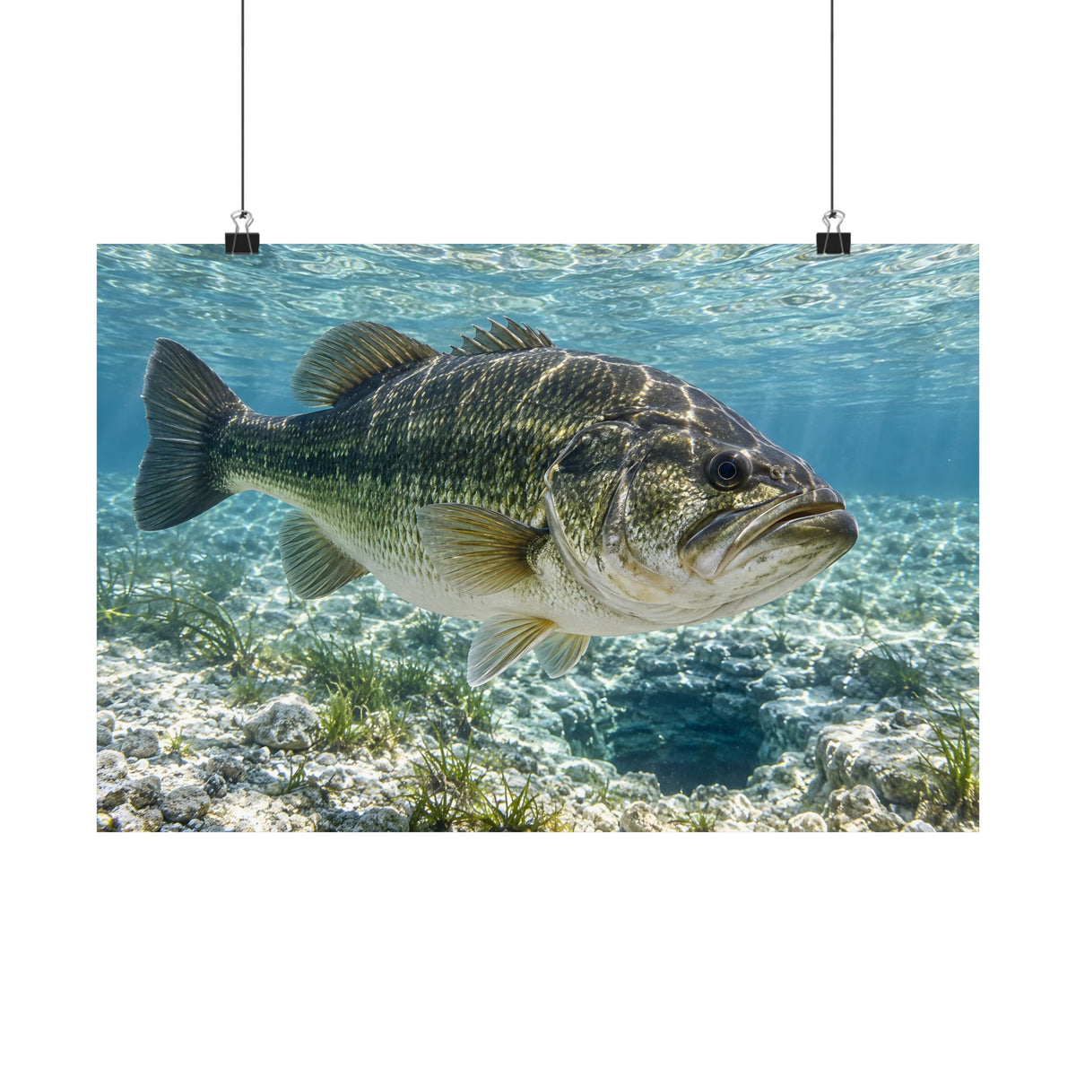 Crystal Spring Passage Largemouth Bass poster wall art, 24x16 size view