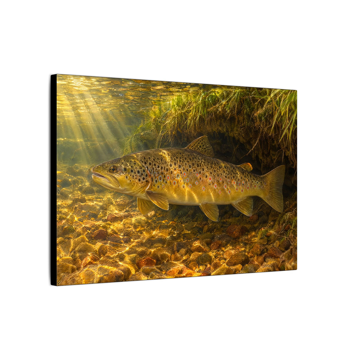 Golden Undercut Brown Trout canvas side angle