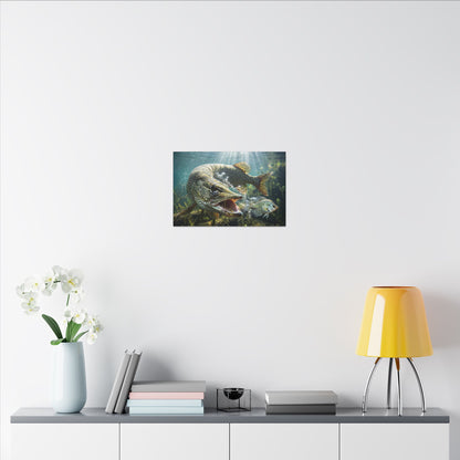 Northern Pike Predator Strike Canvas — Action Wall Art for Anglers
