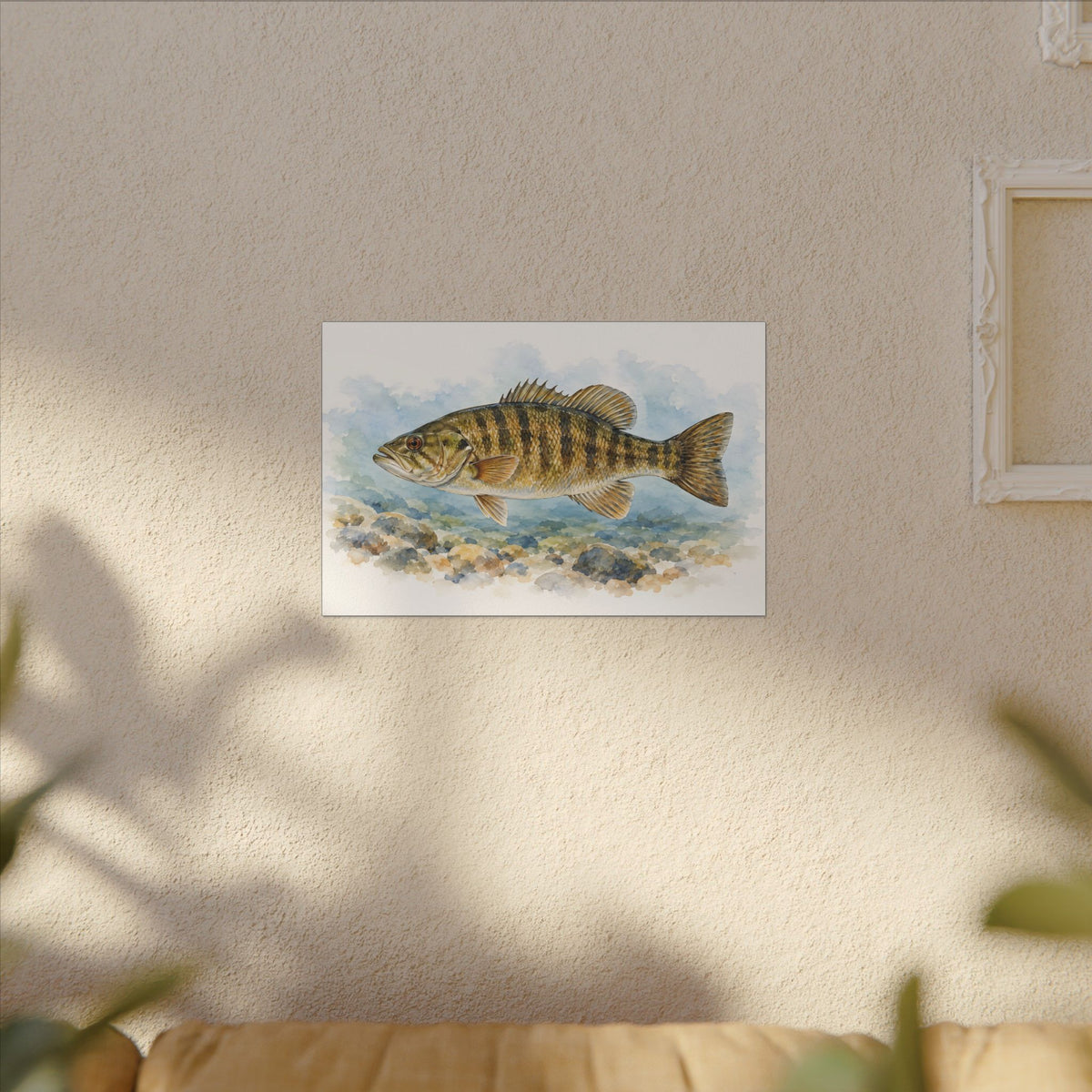 Watercolor Pebbles Smallmouth Canvas wall art, view 5