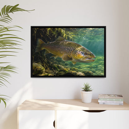 Granite Current Brown Trout framed canvas wall art, view 5