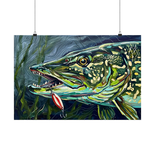 Legends Bold Close-Up Weed-Line Northern Pike poster wall art