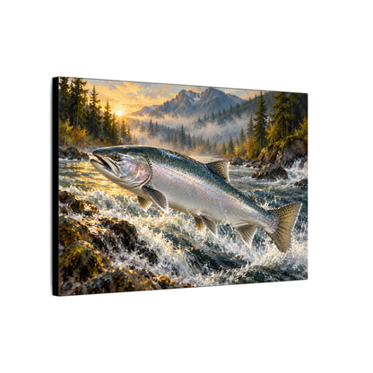 Silver Run Coho Salmon canvas, side angle