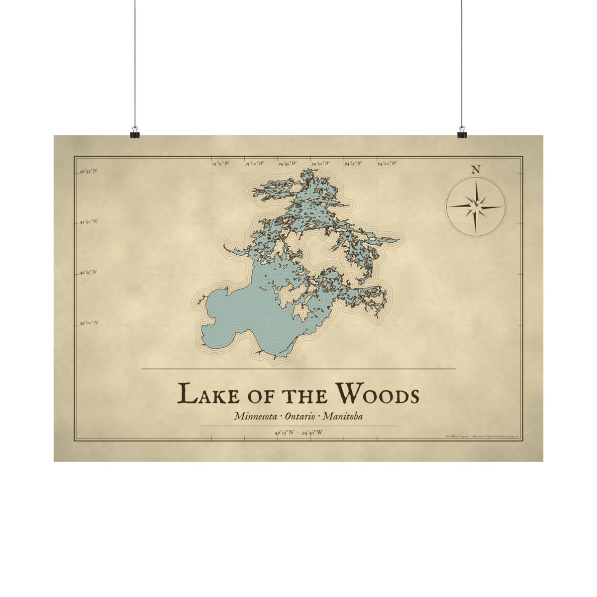 Lake of the Woods Vintage Map poster wall art, view 3