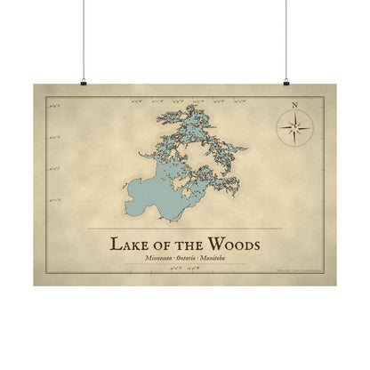 Lake of the Woods Vintage Map poster wall art, view 3