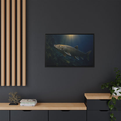 Deep Water Giant Lake Trout framed canvas wall art, view 6