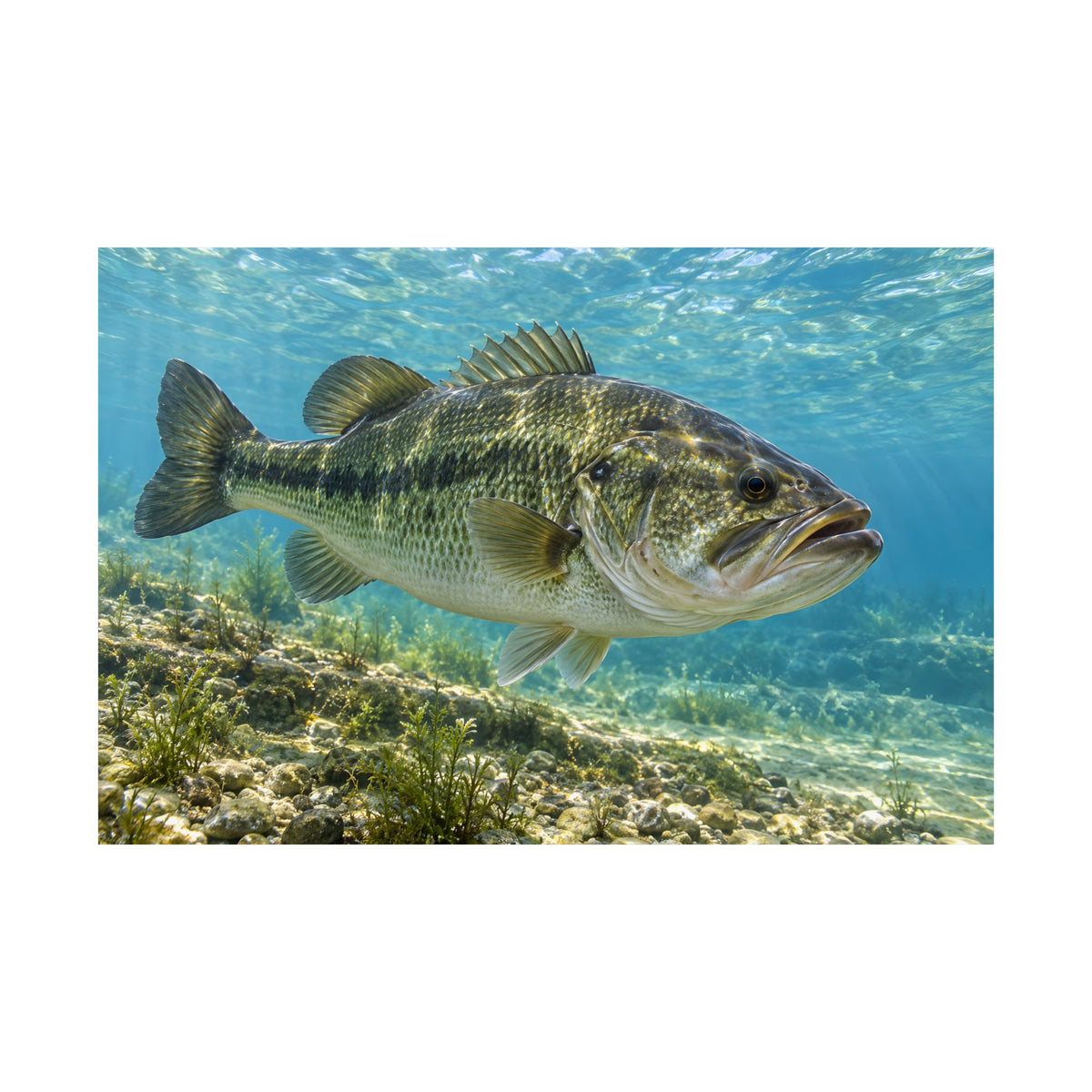 Aqua After the Wind Largemouth Bass fishing poster close-up