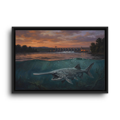 Paddlefish Spillway framed canvas wall art, view 2