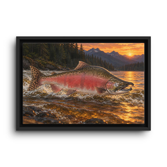 River Light Pink Salmon framed canvas wall art