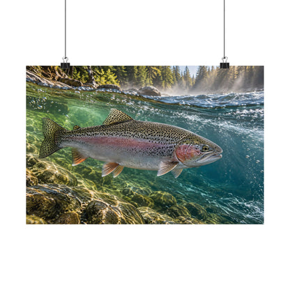Emerald Current Rainbow Trout poster wall art, view 2