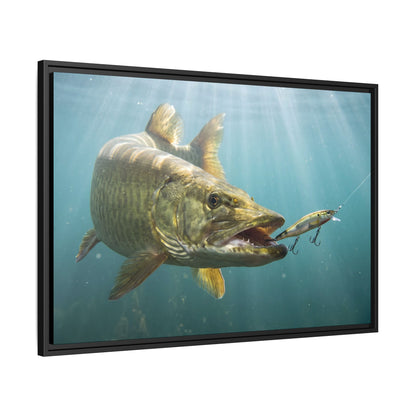 Chrome Jerkbait Strike Muskie framed canvas side angle