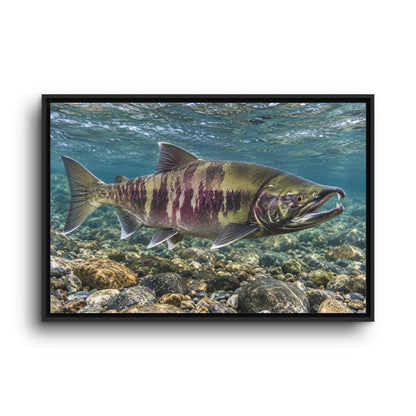 Calico Run Chum Salmon framed canvas wall art, view 3