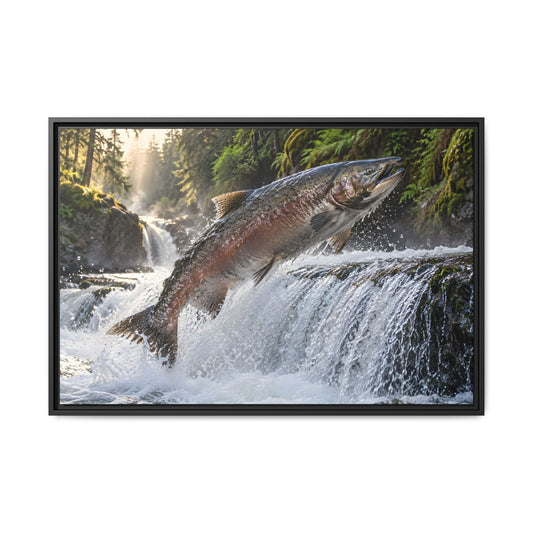 King of the Emerald Shallows Chinook Salmon framed canvas wall art