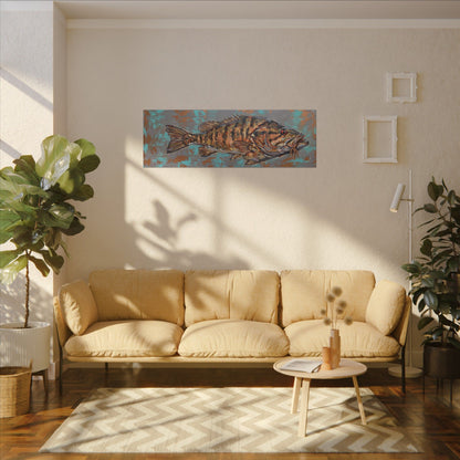 Legends Bold Rocky Point Smallmouth Bass Panorama long canvas wall art, view 5