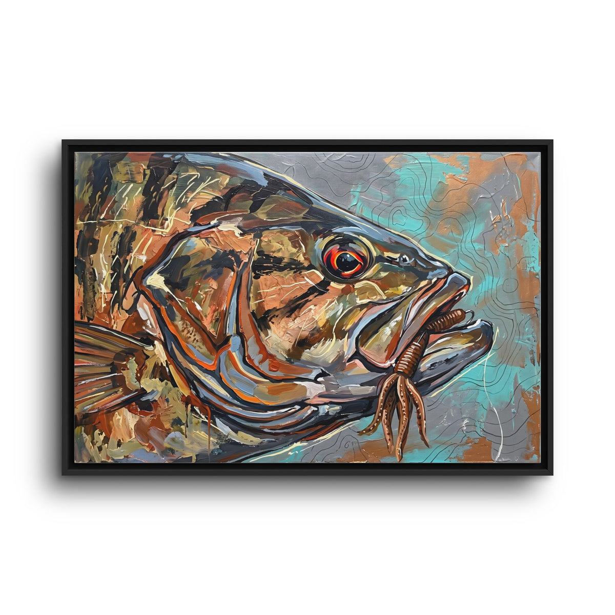 Legends Bold Close-Up Rocky Point Smallmouth Bass framed canvas wall art, view 3