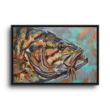 Legends Bold Close-Up Rocky Point Smallmouth Bass framed canvas wall art, view 3