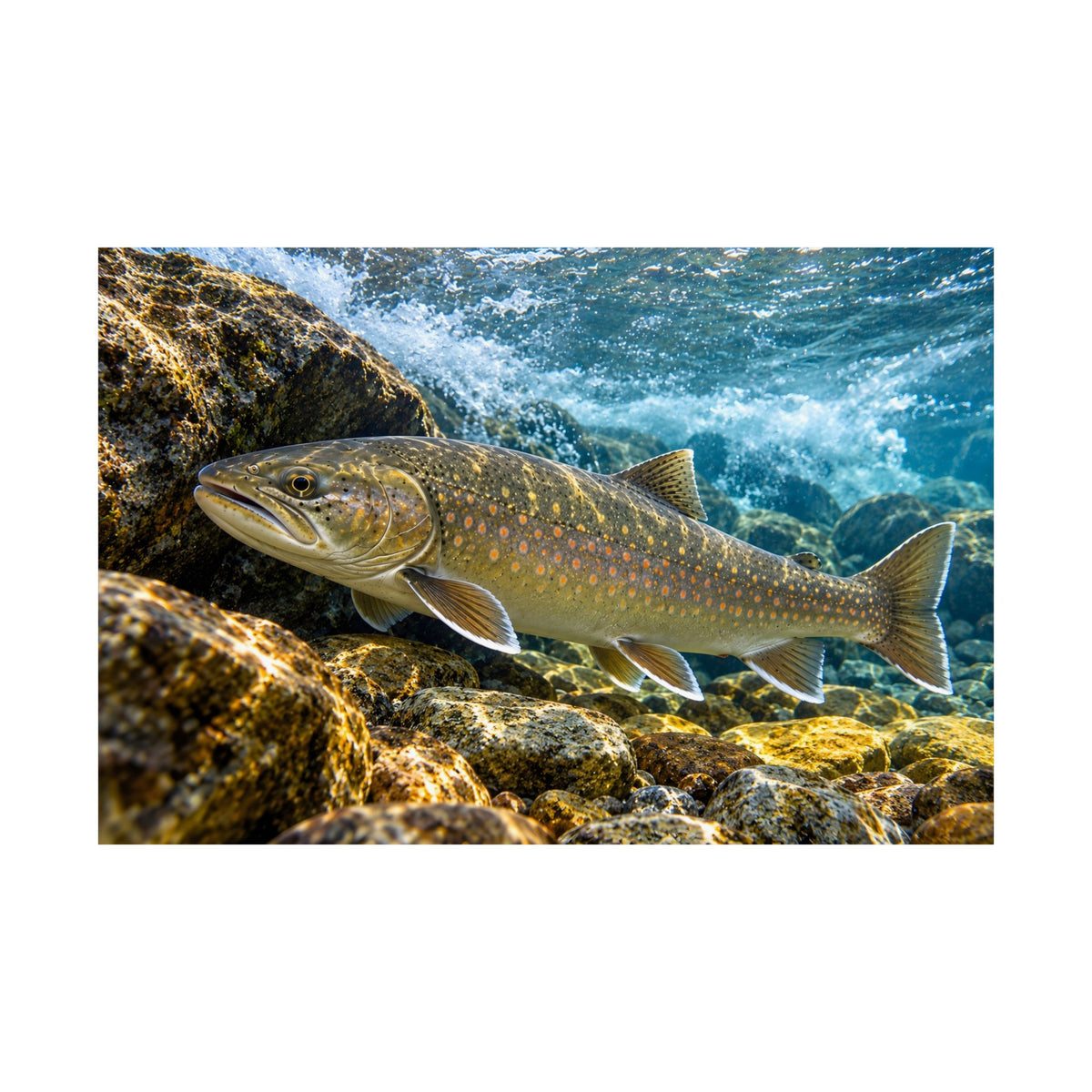 River Ambush Bull Trout fishing poster close-up