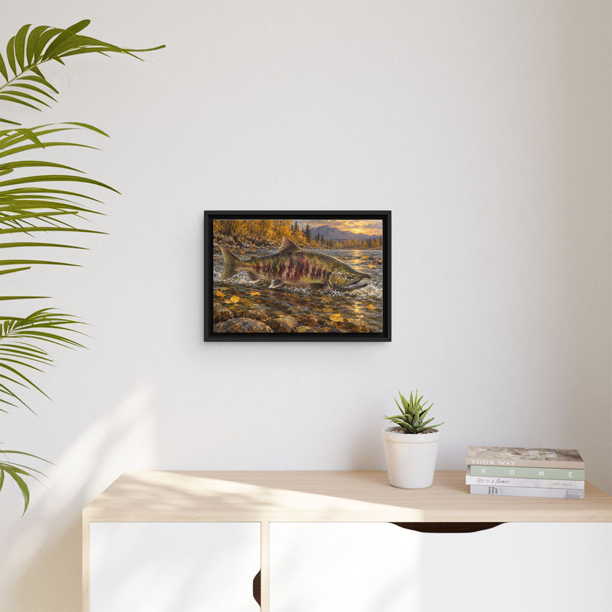 Autumn Riffle Chum Salmon framed canvas wall art, view 5