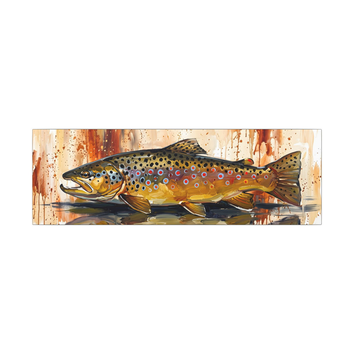 Legends Bold Autumn Brown Trout long canvas wall art, view 3