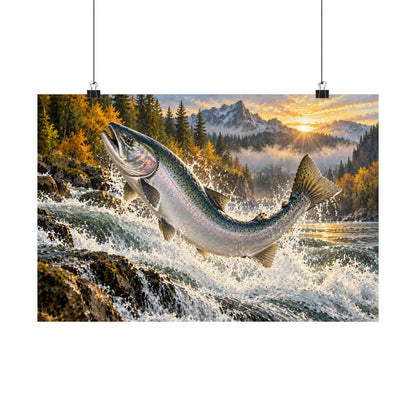 Sunrise Leap Coho Salmon poster wall art, 18x12 size view