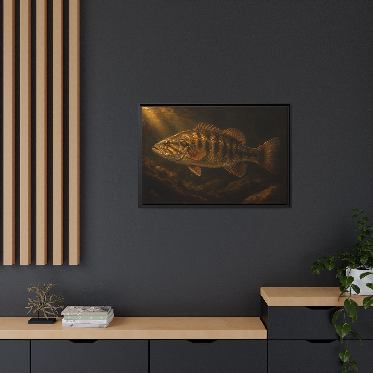 Old Master Lamplight Smallmouth Framed Canvas wall art, view 6