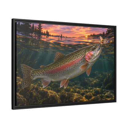 Dusk Rise Rainbow Trout framed canvas wall art – photo 4