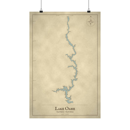Lake Oahe Vintage Map poster wall art, view 3
