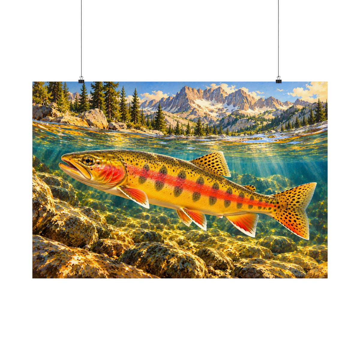 Beneath Alpine Peaks Golden Trout poster wall art, view 3