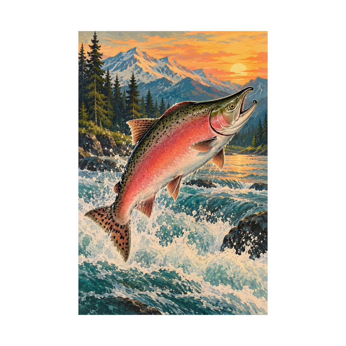 Great Salmon Run Pink Salmon poster wall art, view 4