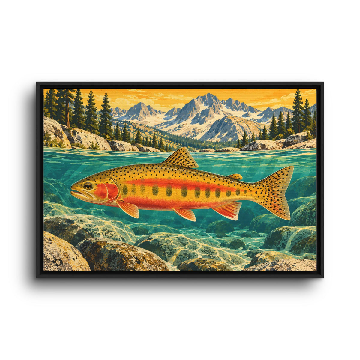Sierra Peaks Golden Trout framed canvas wall art, view 3