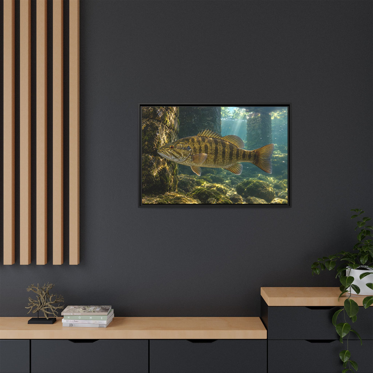 Bridge Pilings Smallmouth Framed Canvas wall art, view 6