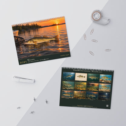 2027 Walleye Wall Calendar — Fish Art with Best Fishing Days