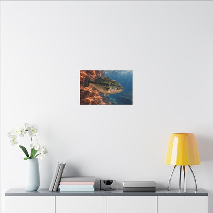 Rust-Red Canyon Glow Largemouth Bass canvas in a home office