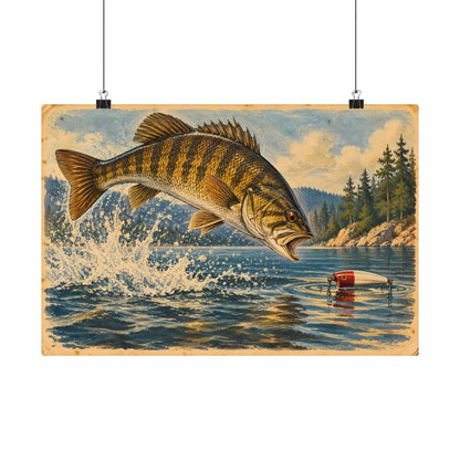 Antique Tackle Leaping Smallmouth Bass poster wall art, view 2