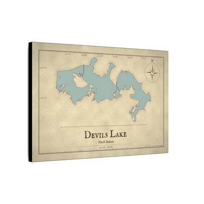 Devils Lake Vintage Map canvas wall art, view 4
