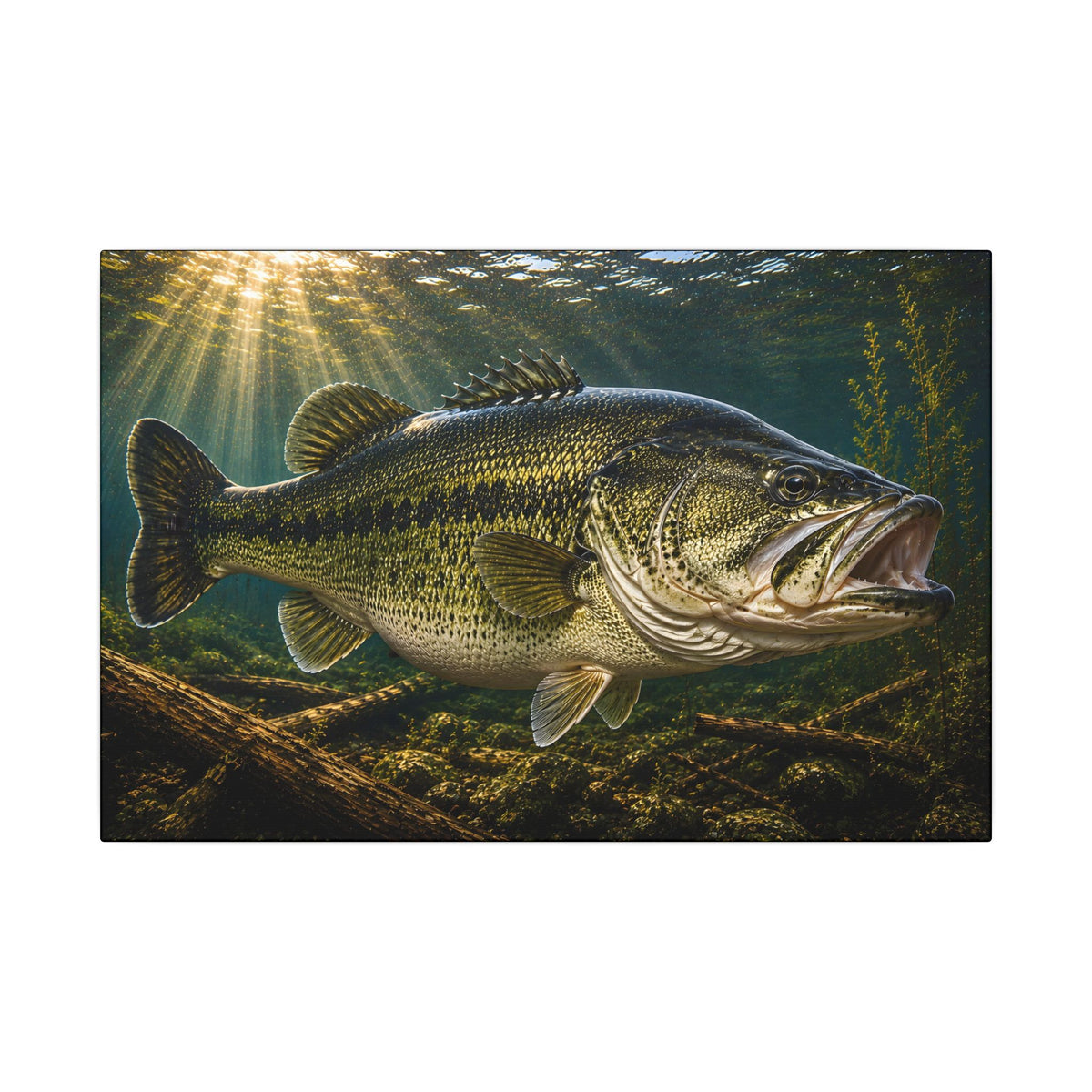 Sunken Timber Glide Largemouth Bass canvas, 18x12 size view