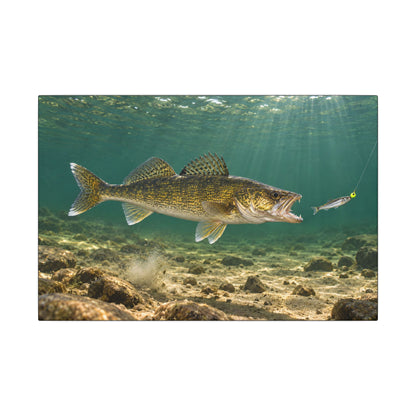 Jig and Minnow Strike Walleye canvas, 18x12 size view