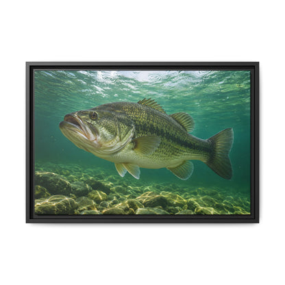 Emerald Rainlight Largemouth Bass framed canvas, 36x24 size view