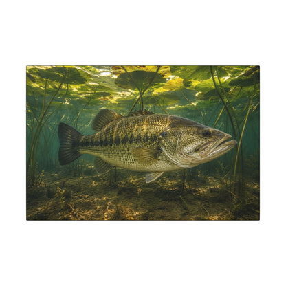 Lily Pad Shade Largemouth Bass canvas, 18x12 size view