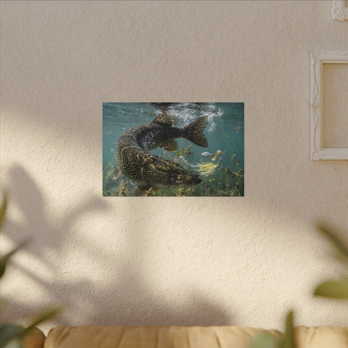 Northern Pike Turning Strike Canvas wall art, view 5