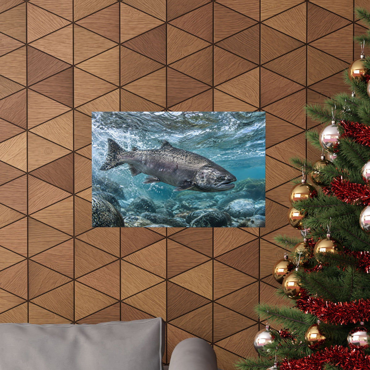 Leap of the King Chinook Salmon poster wall art, view 6