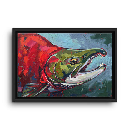 Legends Bold Close-Up Spawning Sockeye Salmon framed canvas wall art