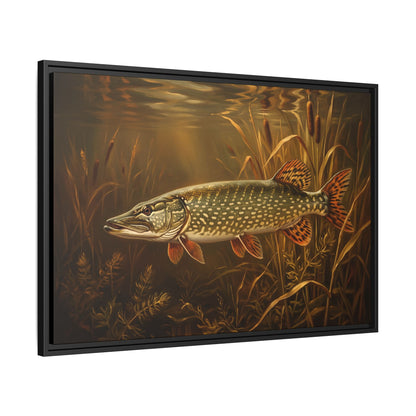 Old Masters Oil Northern Pike framed canvas, side angle