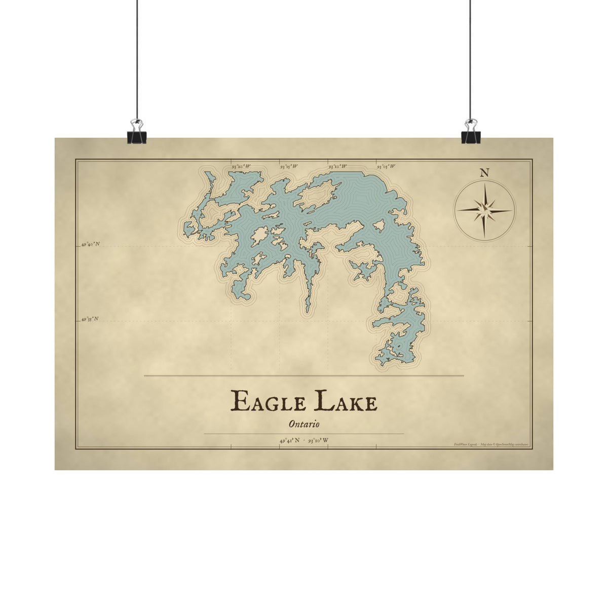 Eagle Lake Vintage Map poster wall art, view 2