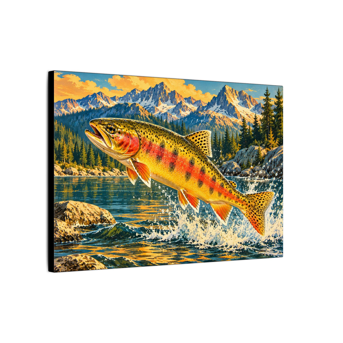 Leaping Through Alpine Waters Golden Trout canvas wall art, view 4