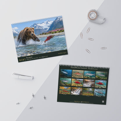 2027 Salmon Wall Calendar — Fish Art with Best Fishing Days
