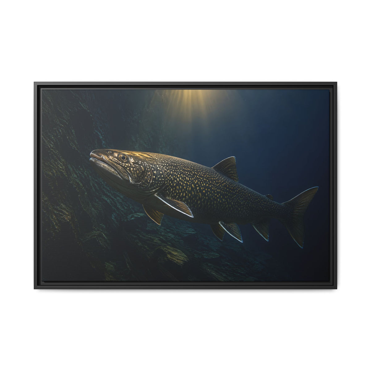 Deep Water Giant Lake Trout framed canvas wall art