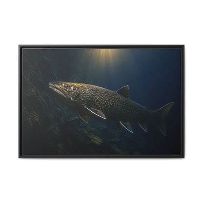 Deep Water Giant Lake Trout framed canvas wall art